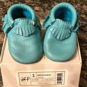 Freshly Picked moccasins in turquoise